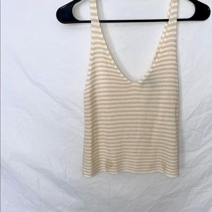 Cream and White Striped Tank